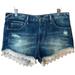 Free People Shorts | Free People Womens 28 Denim Jean Shorts Lace Trim Distressed Boho Cotton Hi Rise | Color: Blue | Size: 28