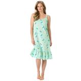 Plus Size Women's Sleeveless Knit Chemise Sleepshirt by Dreams & Co. in Aqua Mint Dragonfly (Size M)