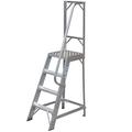 1m Heavy Duty Single Sided Fixed Step Ladders – Handrail & Platform Safety Barrier – Wide Non-Slip Flat Rungs/Tread Stairs – Warehouse & Trade Steps – 2.6m Working Height Reach – Strong Aluminium