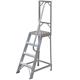 1m Heavy Duty Single Sided Fixed Step Ladders – Handrail & Platform Safety Barrier – Wide Non-Slip Flat Rungs/Tread Stairs – Warehouse & Trade Steps – 2.6m Working Height Reach – Strong Aluminium