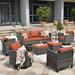 Latitude Run® 8 Piece Rattan Sofa Seating Group w/ Cushions Synthetic Wicker/All - Weather Wicker/Wicker/Rattan in Orange | Outdoor Furniture | Wayfair