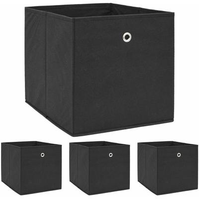 Dunedesign - 4er Set Aufbewahrungsbox fr Kallax Regal 33x38x33 mit Öse Faltbox Schwarz