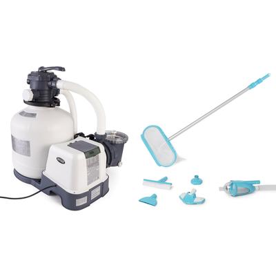 Intex 3000 GPH Sand Filter Pump & Deluxe Maintenance Kit for Above Ground Pools - 48.3