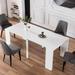 Ivinta Expandable Dining Table with Leaf, White Modern High Gloss