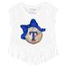 Girls Youth Tiny Turnip White Texas Rangers Baseball Bow Fringe T-Shirt