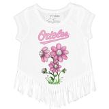 Girls Toddler Tiny Turnip White Baltimore Orioles Blooming Baseballs Fringe T-Shirt