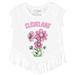 Girls Toddler Tiny Turnip White Cleveland Guardians Blooming Baseballs Fringe T-Shirt