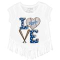 Girls Youth Tiny Turnip White Kansas City Royals Baseball Love Fringe T-Shirt