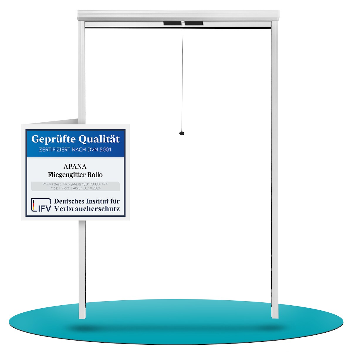 APANA Fliegengitter Insektenschutz Fenster Rollo Alurahmen Bausatz Insektenschutzrollo,Farbe:weiß (RAL9010),Größe (Breite x Höhe):160 x 160 cm Image