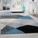 Paco Home - Tapis Shaggy Longues Mèches Hautes Motifs Gris Noir Blanc Turquoise 300x400 cm