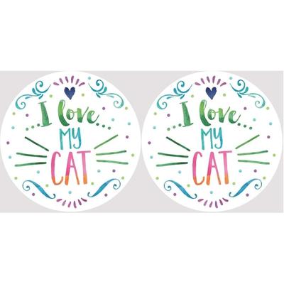 I Love My Cat Car Family Pet Coasters Set of 2 - Multi