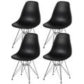 Corrigan Studio® Mid-Century Modern Style Dsw Shell Dining Chair w/ Metal Legs, Black Set Of 4 Plastic/Acrylic in Gray | Wayfair