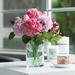 Enova Home Mixed Real Touch Tulip and Dahlia Artificial Flowers Arrangement in Clear Cylinder Glass Vase for Home Decór