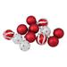 12ct Red White Glass 3-Finish Christmas Ball Ornaments 1.75" (40mm)