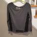 American Eagle Outfitters Tops | American Eagle Gray Long Sleeve Shirt With Black Floral Lace, Size Small | Color: Black/Gray | Size: S