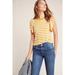 Anthropologie Tops | Anthropologie Jillian Flutter-Sleeved Top Striped Knit Women’s Medium | Color: Gold/White | Size: M