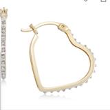 Giani Bernini Jewelry | Diamond Accent Heart Hoop Earrings In 18k Gold Pleated Sterling Silver. | Color: Gold | Size: Os