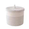 Cotton Rope Laundry Basket with Lid Strong and Flexible for Nursery Laundry Clothes Throw Pillows Blankets