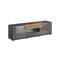 Meuble TV 2 portes 2 tiroirs 159 cm stratifiés gris et bois