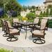 Lark Manor™ Alyah 6 - Person 60" Long Outdoor Dining Set w/ Cushions Metal/Wicker/Rattan in Black | 60 W x 35 D in | Wayfair