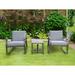 3-Piece Rattan Rocker Chair Set with Gray Cushion