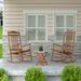 VEIKOUS Wooden 3-Piece All Weather Resistant Outdoor Rocking Chair and Folding Table Set for Patio and Porch