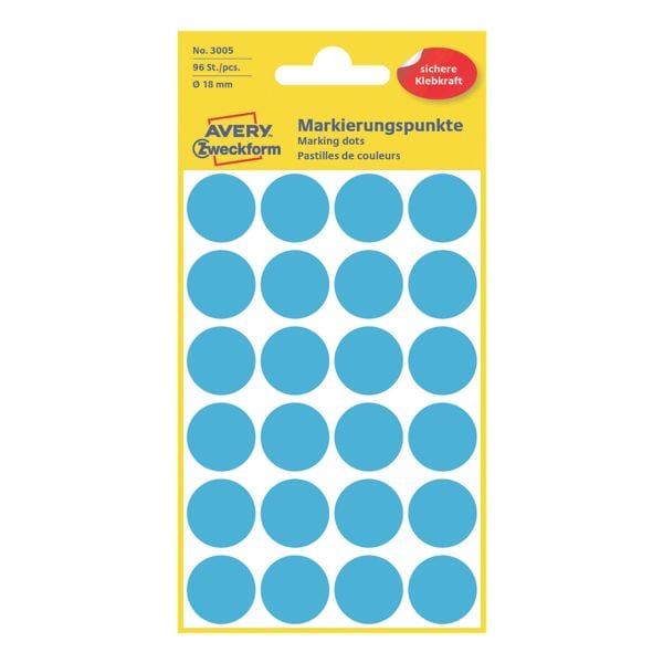 Avery Zweckform Avery Zweckform Markierungspunkte - 18 mm Ø - selbstklebend blau Image