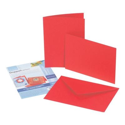 Doppelkarten mit Umschlägen rot, folia, 10.5x15 cm