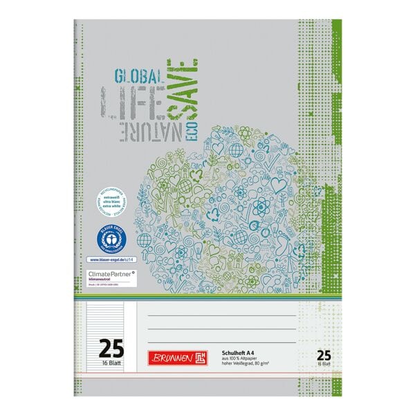 Brunnen Schulheft »Recycling« A4 liniert (Lineatur 25) mehrfarbig Image