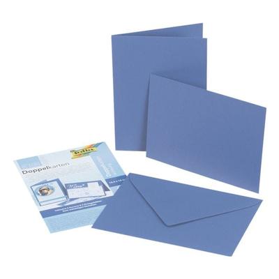 Doppelkarten mit Umschlägen blau, folia, 10.5x15 cm