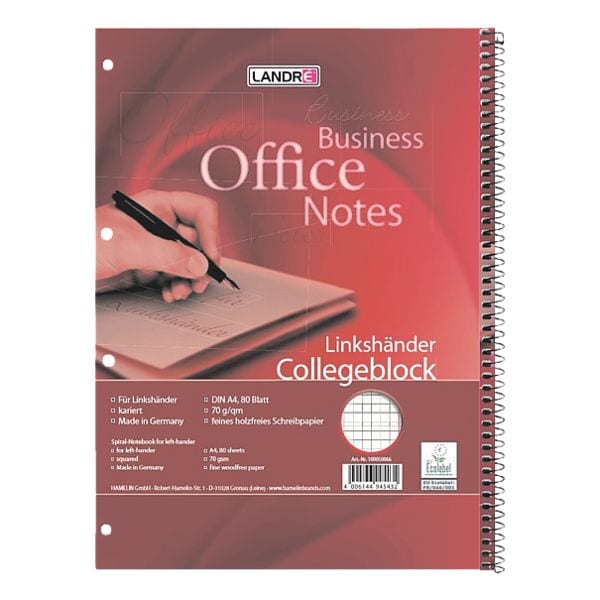 Landré Collegeblock »Office« für Linkshänder mehrfarbig