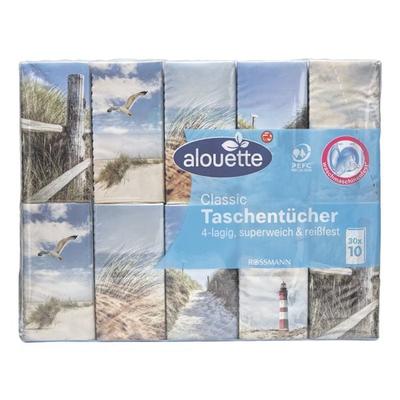 30x10 Stück Kleinpackungen Taschentücher (waschmaschinenfest) weiß, alouette