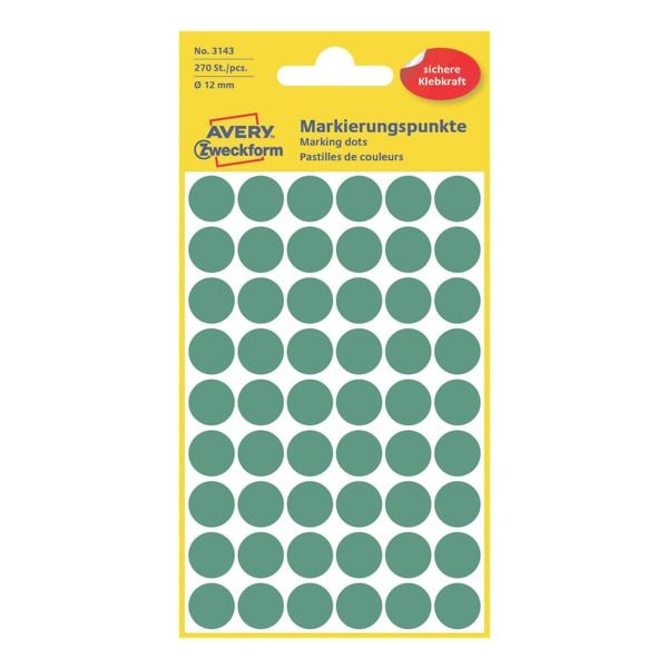 Avery Zweckform Avery Zweckform Markierungspunkte - 12 mm Ø - selbstklebend grün Image