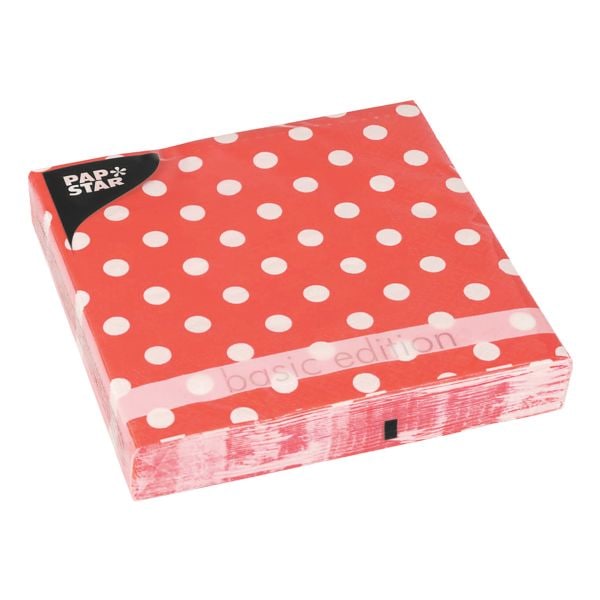 Papstar Servietten Dots 3-lagig 30 Stück rot, 33x33 cm Image