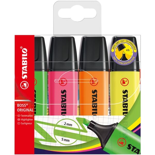 Stabilo 4er-Pack Textmarker »BOSS® Original« gelb Image
