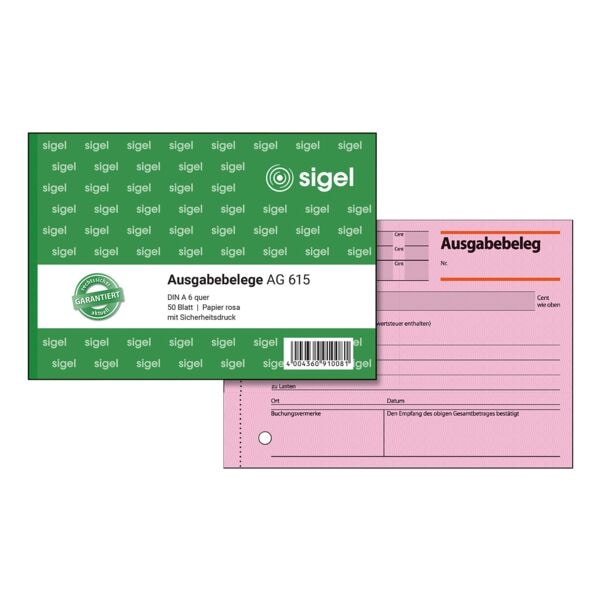 Sigel Formularbuch »Ausgabebeleg« AG615 rosa, 18x10.5 cm Image