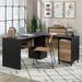 Mercury Row® Breccan L-Shape Desk Wood in Black/Brown | 29.76 H x 59.05 W x 58.66 D in | Wayfair BA8B1AB6289647B9B652B9176204BC86