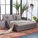 Latitude Run® Cadeo Rattan Daybed w/ Mattress Wicker/Rattan in Gray/White | 27.59 H x 53.1 W x 62.4 D in | Outdoor Furniture | Wayfair