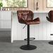 Trent Austin Design® Massenburg Faux Leather Swivel Adjustable Height Bar Stool set Of 2 Upholstered//Faux leather in Brown | Wayfair