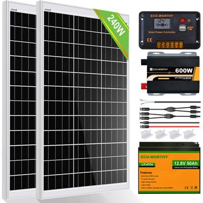 Eco-worthy - 240W Solarpanel Kit solaranlage komplettset netzunabhängig für Wohnmobil: 2pcs 120W