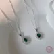 Collier pendentif goutte en cristal vert incrusté pour femme argent regardé 925 bijoux européens