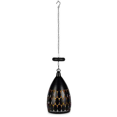 Gerson 45946 - 5.71"D x 10.24"H Metal Solar Lamp, 10 LED WW Lawn and Garden Hanging Lanterns