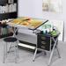 Yaheetech Adjustable Drafting TableStation Desk with Stool