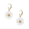 Kate Spade Jewelry | Kate Spade Flower Drop Huggie Earings | Color: Gold/White | Size: Os