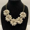 J. Crew Jewelry | J Crew Gray Flower Floral Statement Necklace 21” Gold Tone Succulent | Color: Gold/Gray | Size: Os