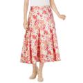 Plus Size Women's Print Linen-Blend Skirt by Woman Within in Sweet Coral Floral (Size S)