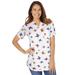 Plus Size Women's Short-Sleeve Notch-Neck Tee by Woman Within in White Sketch Butterfly (Size 2X) Shirt