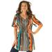 Plus Size Women's Kia Printed Scoopneck Tunic by Roaman's in Sunset Stripe (Size 14 W)