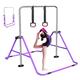 FBSPORT Gymnastics Bar, Folding Horizontal Bar Gymnastics Equipment for Kids Home Training, Expandable Gymnastics Training Bar Junior with Adjustable Height and Gymnastic Rings for Girls Boys