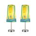 Harriet Bee Nestor 14.25" Satin Nickel Table Lamp Set Metal/Fabric in Green/Blue/Yellow | 14.25 H x 5.5 W x 5.5 D in | Wayfair